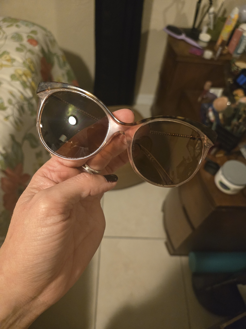 Tiffany & Co. Pink Transparent Frame Sunglasses with Perscription Lenses
